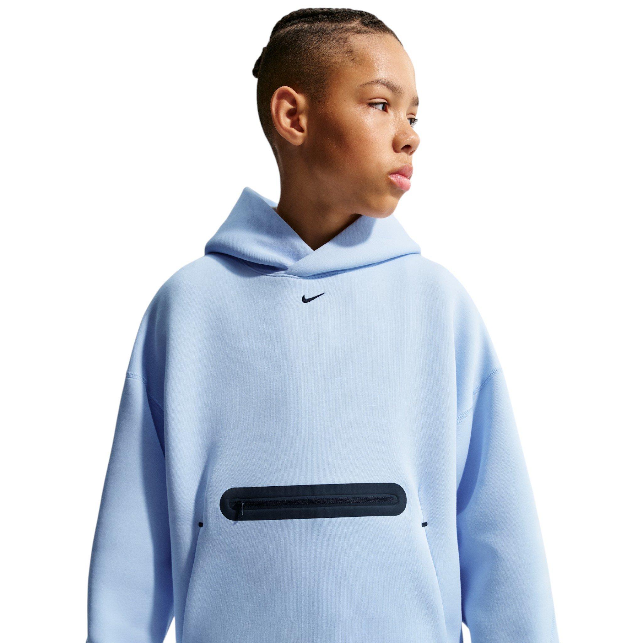 Nike Big Boys' Sportswear Tech Fleece Oversized Pullover Hoodie - Lt Blue - LT BLUE